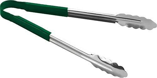 3X  Professional Stainless Steel Cooking Tongs Set (15", Green)