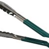 3X  Professional Stainless Steel Food Tongs Set (9", Green)