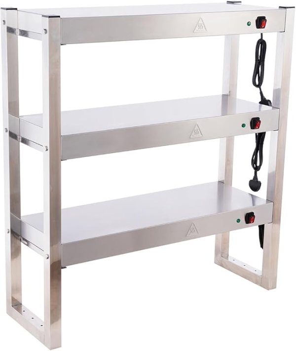 517grzAC6RL._AC_SX679_-1.jpg Commercial 90cm Food Heating Lamp, Buffet Food Warmer Light Stainless Steel Heated Gantry Triple Tier for Fried Chicken French Fry Warming Station