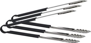 3X Professional Stainless Steel Cooking Tongs Set (12", Black)