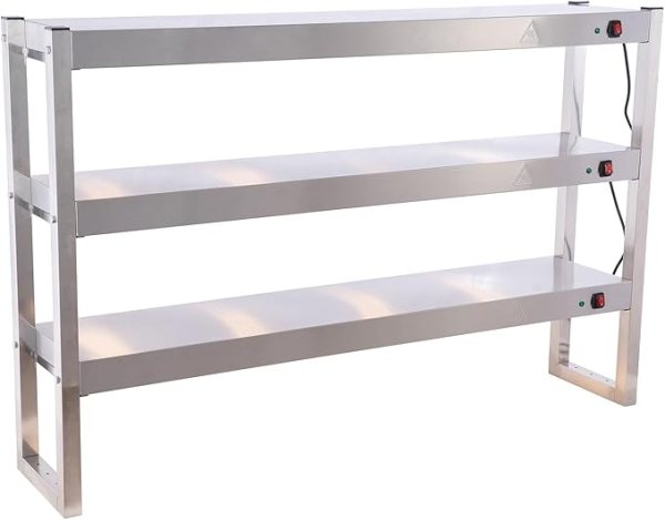 51HGisE6AYL._AC_SX679_.jpg Commercial 120cm Food Heating Lamp, Buffet Food Warmer Light Stainless Steel Heated Gantry Triple Tier for Fried Chicken French Fry Warming Station