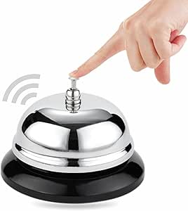 Desk Service Bell Attention Call Butler Waiter Bell (Silver)