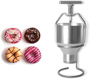 2.5 L Donut Dispenser with Stand - Stainless Steel Portable Donut Shape Waffle Maker