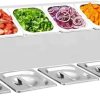 Gastronorm Container Holder with 5GN 1/6 Pan Kitchen Utensil Spice Food Organiser Rack Condiment Jar Seasoning Box Stainless Steel