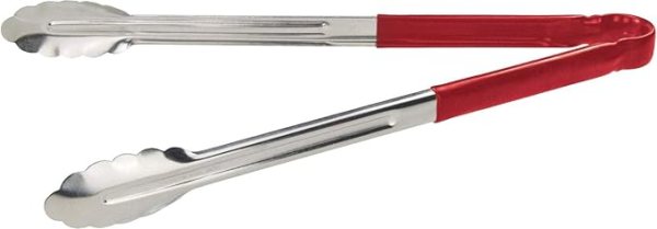 3X  Professional Stainless Steel Cooking Tongs Set (12", Red)