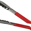3X  Professional Stainless Steel Cooking Tongs Set (9", Red)