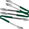 3X  Professional Stainless Steel Cooking Tongs Set (12", Green)