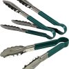 3X  Professional Stainless Steel Food Tongs Set (9", Green)