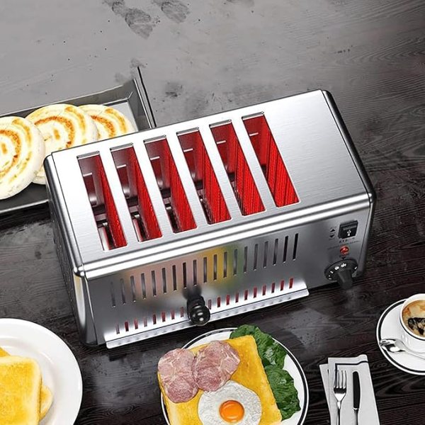 6 Slice Toaster Commercial - Extra Wide Slots +5 Speed