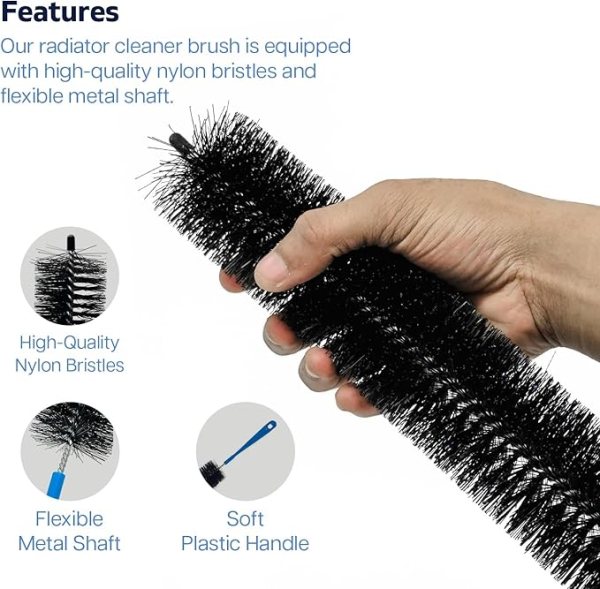71q6cPkrBpL._AC_SX679_.jpg Radiator Cleaner Brush 78cm Flexible Coil Shaft Brush Long Reach with Heavy-duty Full Length Bristles Brush, Soft Plastic Handle for Hard-to-reach Area (1)