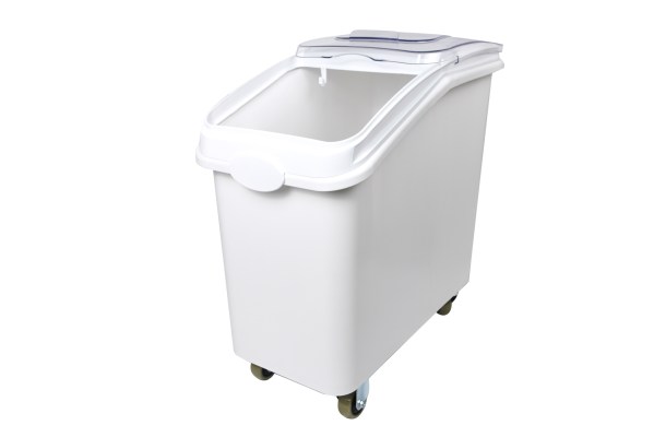 Mobile Ingredient Bin 102 litre Transparent lid,  large Ingredient Storage Container with Scoop and Wheels