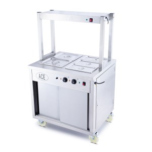 Mobile Wet Bain Marie Top & Hot Cupboard with Heated Buffet Gantry