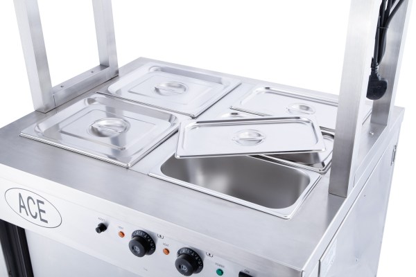 Mobile Wet Bain Marie Top & Hot Cupboard with Heated Buffet Gantry