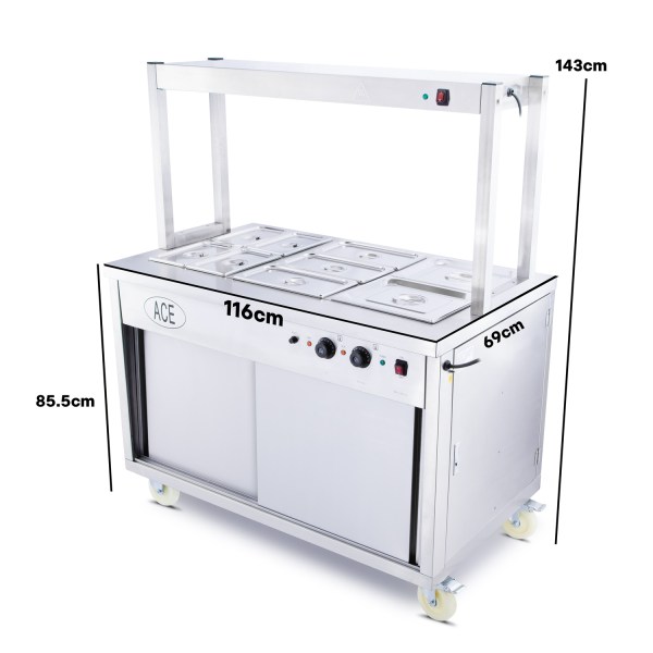 IMG_1168-w2.jpg Mobile Wet Bain Marie Top & Hot Cupboard with Heated Buffet Gantry (116cm)