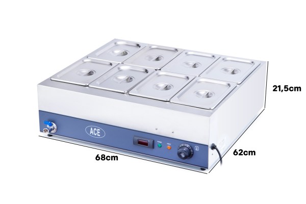 ACE 8 Pot Wet Bain Marie Digital Temp Display