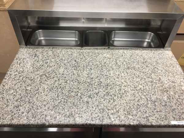 Commercial King 2 Door Pizza Topping Fridge Marble Pizza Counter EZ72