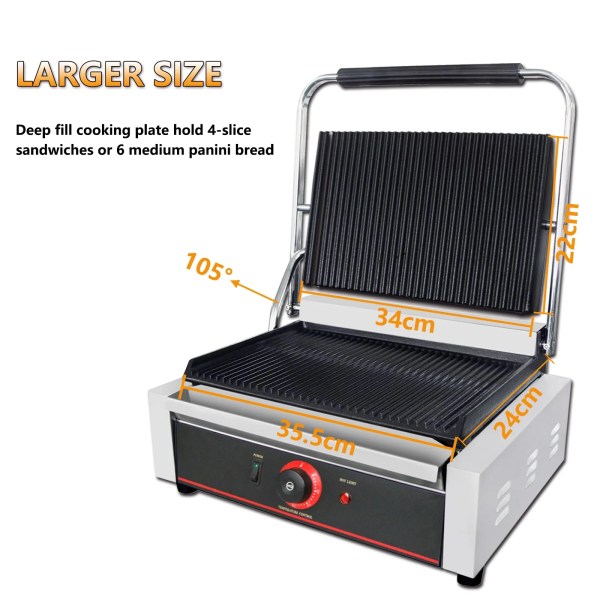 Electric Panini Press Grill, Commercial Contact Sandwich Toast Maker