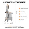 Hosty 79" Blade Stainless Steel Floor Model Vertical Band Meat Saw - 2 hp, 110V