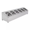 Stainless Steel Condiment Holder, 6 Compartment Salad Bar, Pizza Topping Station with Lids, Seasoning Box, Spice Containers, Food Containers for Restaurants, Hot Pot Shops, Milk Tea Shops, Fruit Shops
