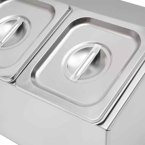 Stainless Steel Condiment Holder, 6 Compartment Salad Bar, Pizza Topping Station with Lids, Seasoning Box, Spice Containers, Food Containers for Restaurants, Hot Pot Shops, Milk Tea Shops, Fruit Shops