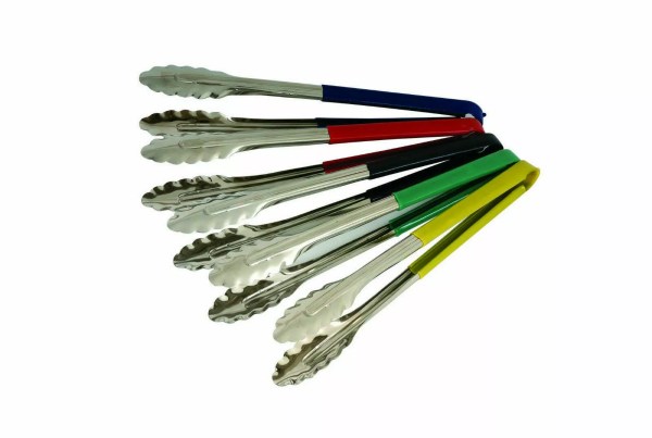 5 x Stainless Steel Kitchen Tongs 12" Serving Tongs - Colour Coded
