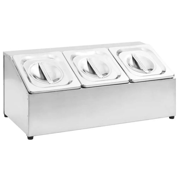 Gastronorm Pan Container Holder with 3 GN 1/6 Pan Stainless Steel
