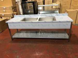 ACE Stainless Steel Double Sink Double Drainer 2400x650mm